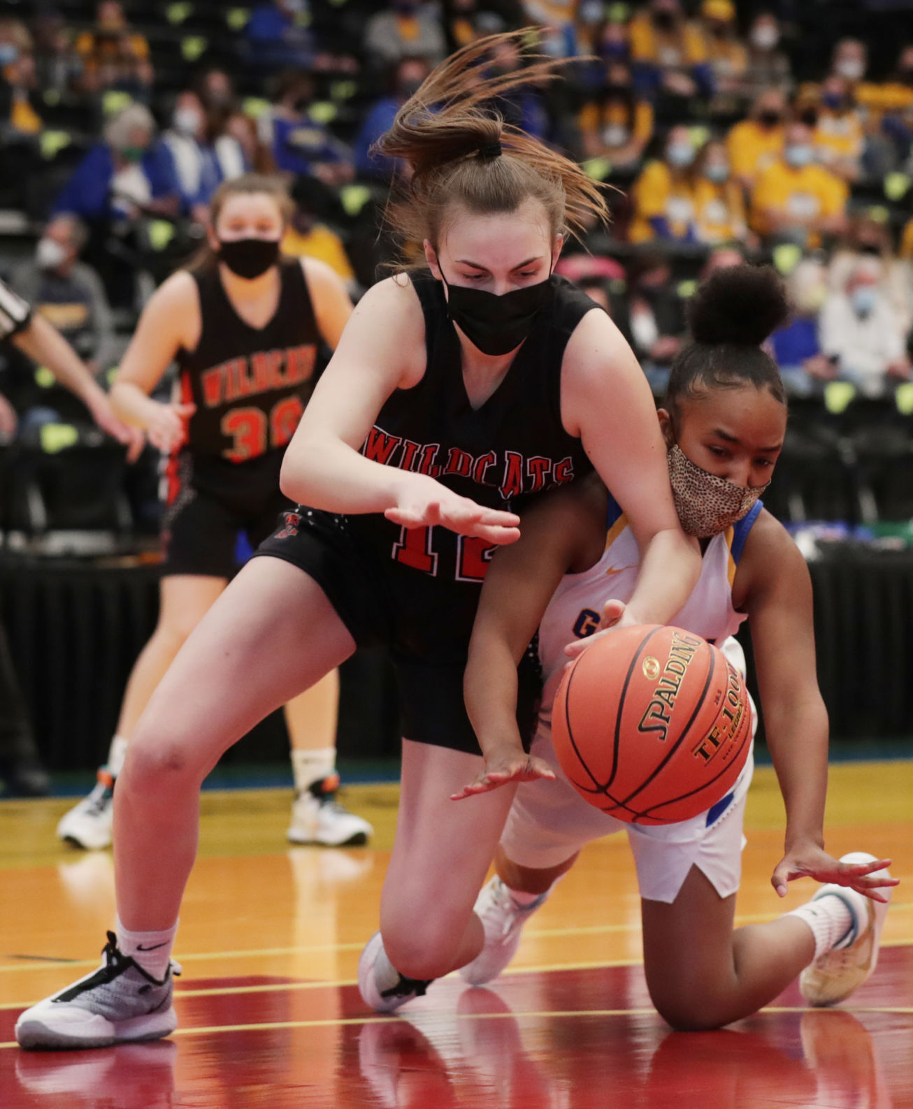 WIAA state girls basketball photo: Verona's Paige Lambe battles for a loose ball